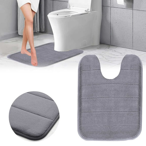 YAZHPA Carpet Coral Velvet Slow U Shaped Memory Cotton Floor Mat Bathroom Anti Toilet Seat Mat Door Mat Toilet Anti Mat