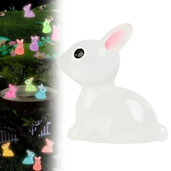 YAZHPA Easter Luminous Mini Resin Bunny 7 Colors Little Small Glow In The Dark Rabbit Bunny Figures For Dollhouse Micro Fairy Garden Decor Easter Egg Fillers Party Favors Gift Decoration