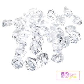 YAZHPA Fake Ice Cubes, 50 PCS 0.8" Fake Ice, Artificial Acrylic Crystal Diamonds for Vase Fillers, 20 mm Plastic Ice Cubes for Party, Wedding