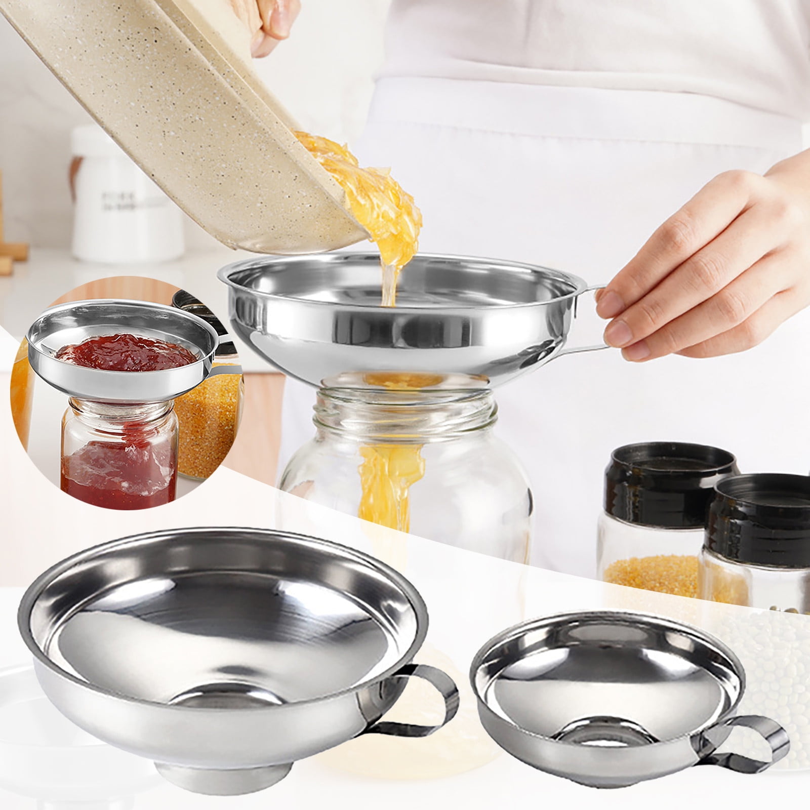 YAZHPA Funnel 2PC Stainless Canning Funnel Wide Mouth Wide Mouth Jar