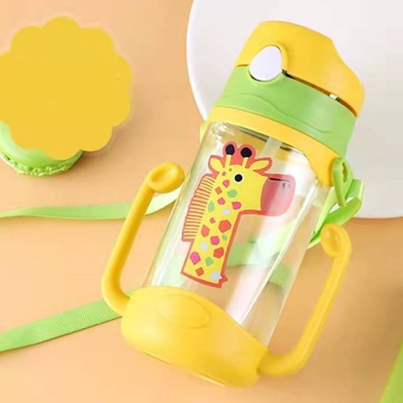 YAZHPA Glass&Bottle 400ml Cup Water Bottle For Baby Leak Proof Cup With Handle Sippy Cup For Toddlers Cartoon Portable Baby Leak Proof Straw Sippy Cup