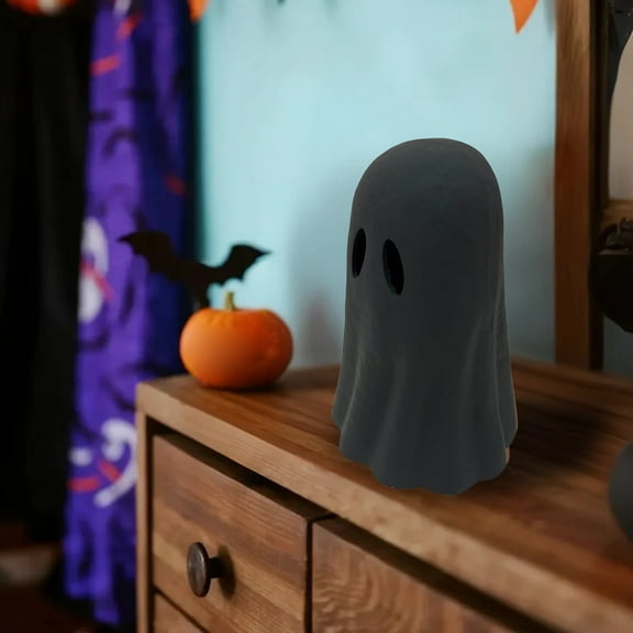YAZHPA Halloween Decorations Indoor, 10cm Halloween Resin Figurine Decorative,Cute Spooky Halloween Ghost Figurines for Mantel, Shelf & Tabletop Decor Black