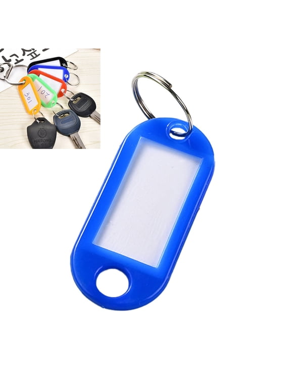 Key Ring Tags - Key Tags Fobs Plastic Luggage ID Labels Key rings with Name Cards and Labels,Adapt to USB Drive,Keys,Pets,Bags Blue