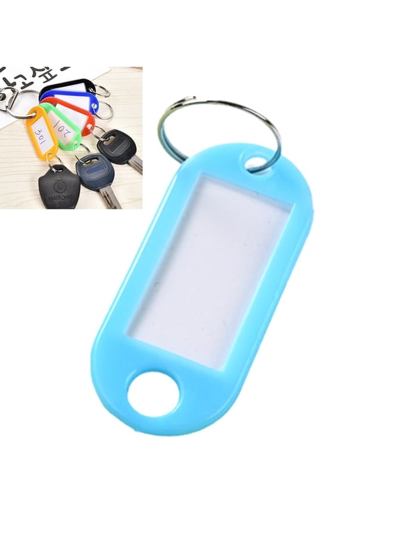 Key Ring Tags - Key Tags Fobs Plastic Luggage ID Labels Key rings with Name Cards and Labels,Adapt to USB Drive,Keys,Pets,Bags Sky Blue