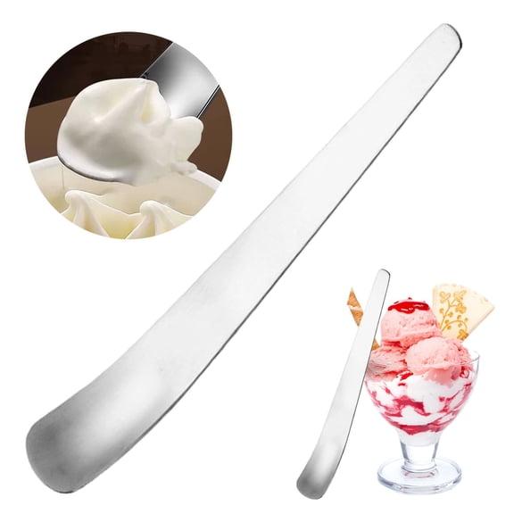 YAZHPA Long Handle Flat Head Spoon, Stainless Steel Ice Cream Spoons, Coffee Tea Stirrer Cake Dessert Scoop Teaspoon,Silver,4.84x0.62in