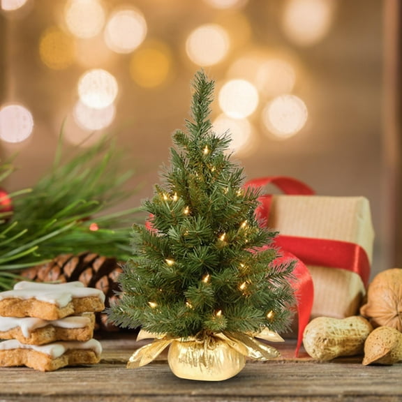 YAZHPA Mini Xmas Spruce Tree , 24"/60cm Artificial Small Tabletop Christmas Pine Tree with Ornaments for Holiday Home Office Decoration