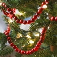 thumbnail image 1 of YAZHPA Ornativity Wooden Christmas Garland Decorations - Rustic Wood Beaded Christmas Tree Decorations Garland Bead Strand Xmas Holiday Decor (Cranberry Red)1.42m/55.91in, 1 of 9