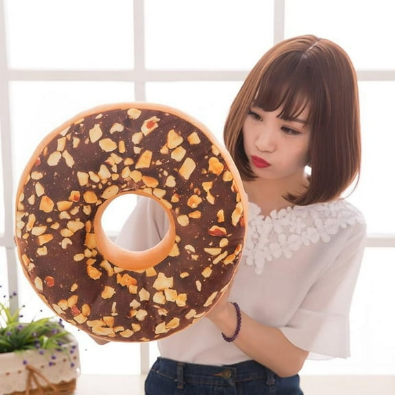 YAZHPA Round Throw Pillow 16 Inch Donut, Comfortable Soft Plush Funny Food Shaped Pillow Light Weight Seat Pad Cushion for Couch, Chair, Floor, Sofa