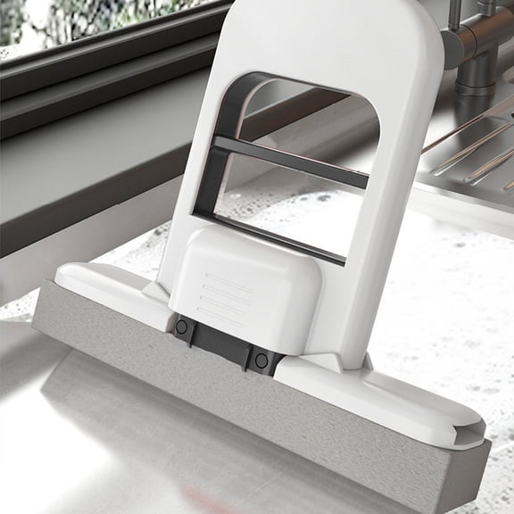 YAZHPA Small Foldable Desktop Mop, Portable Self-Squeeze Sponge Mop, Wet and Dry Use Cleaning System for Bathroom, Kitchen, Glass, Car