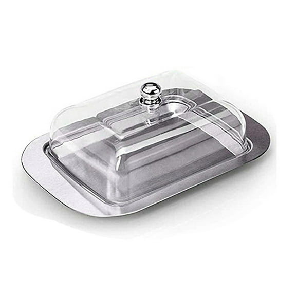 YAZHPA Stainless Steel Butter Dish with Easy to Hold Lid Holder Storage Kitchen Serving Container
