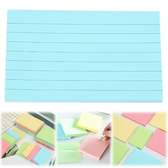 YAZHPA Sticky Notes with Lines, Self-Stick Lined Notecards Ruled Study Card Flashcards Heavy Note Cards for Studying, Learning, 1 Pack Blue 76x125mm