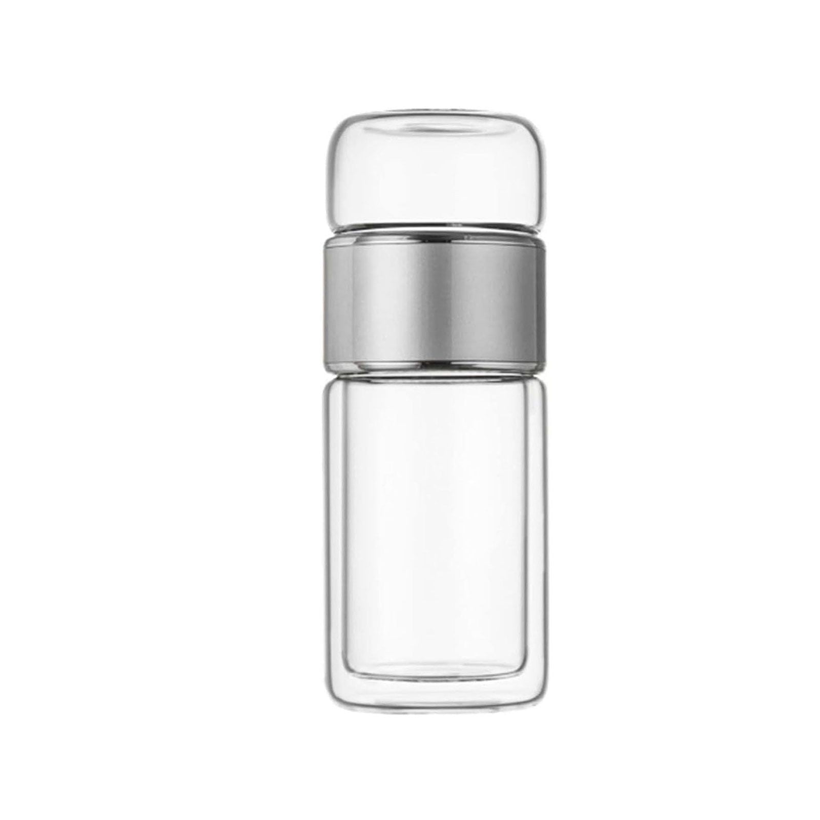 YAZHPA Tea Infuser Bottle,12oz/350ml Double Layer Stainless Steel Leakage Proof Glass Water Bottle Travel Water Separation Tea Bottle Mug Cup for Office Travel Home, Silver