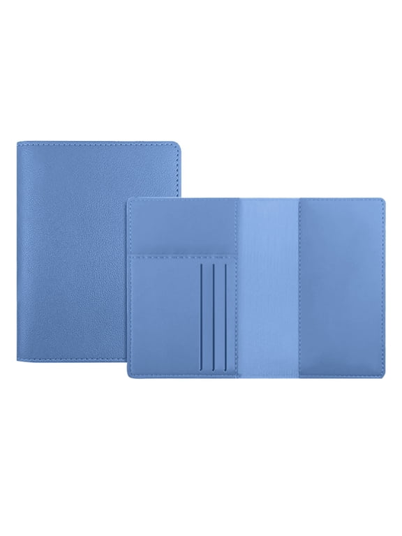 Travel Passport ID Card Wallet Holder Cover Blocking Leather Purse Case for Men and Women Gift, Blue
