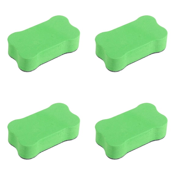 YAZHPA Whiteboard Eraser 4Pcs Green Small Magnetic Dry Eraser Chalkboard Cleaners Wiper for Classroom Office and Home (7 * 4cm, Little Bones)