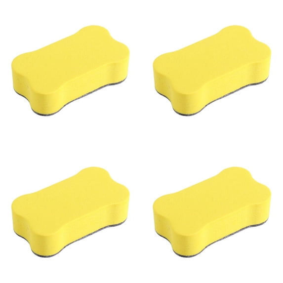 YAZHPA Whiteboard Eraser 4Pcs Yellow Small Magnetic Dry Eraser Chalkboard Cleaners Wiper for Classroom Office and Home (7 * 4cm, Little Bones)