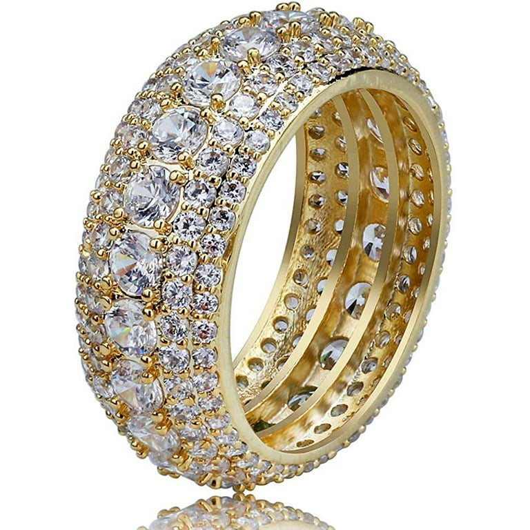 YAZI 10mm 5 Rows 14K Gold Plated Iced out Premium Diamond CZ Royal