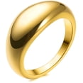 thumbnail image 1 of YAZI 18k Gold Plated Croissant Braided Twisted Signet Chunky Dome Ring Stacking Star Band for Women and Men Statement Wedding Ring Minimalist Jewelry Size 5 to 10, 1 of 13