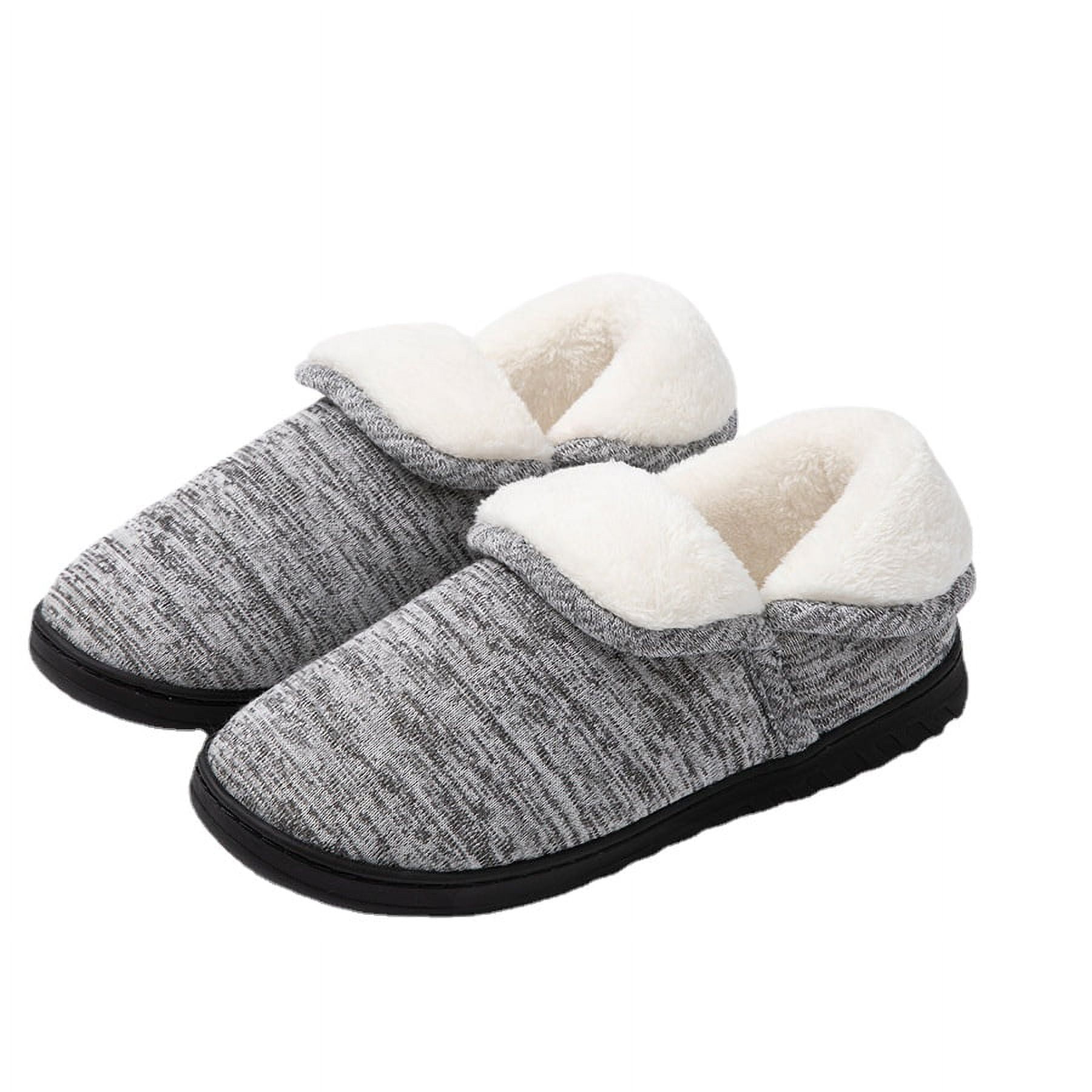 YAZI Adult Female Fuzzy Slippers Boots Memory Foam Booties House Shoes ...