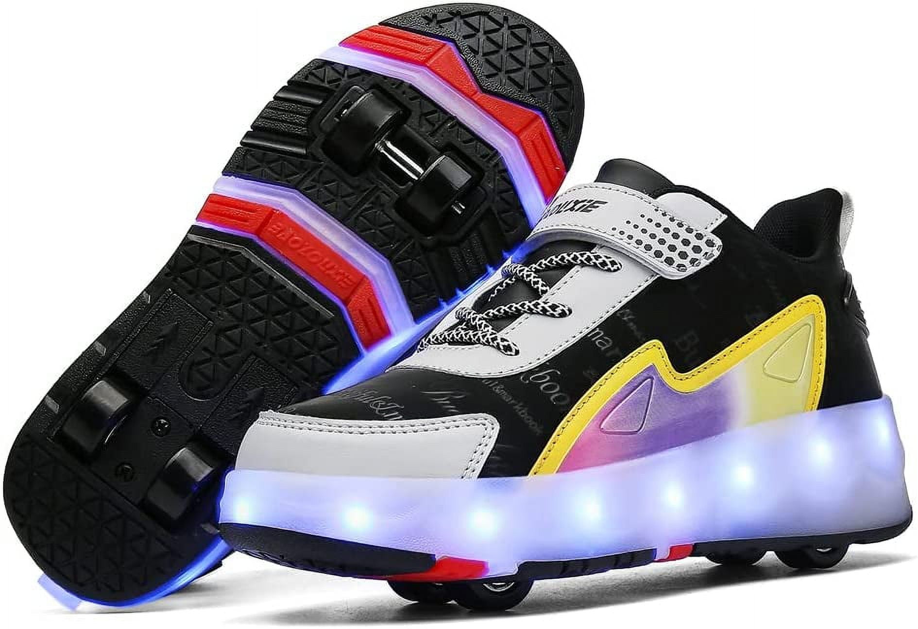 YAZI Boys and Girls Flash Rechargeable FourWheeled Roller Derby Skates