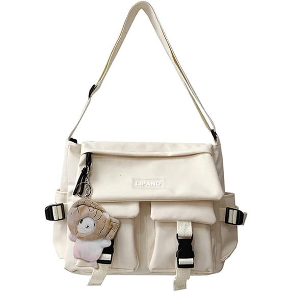 YAZI Cute Messenger Bag for Women Kawaii Shoulder Crossbody Bag with Kawaii Accessories Aesthetic Tote Bag Cute Japanese Schoolbag