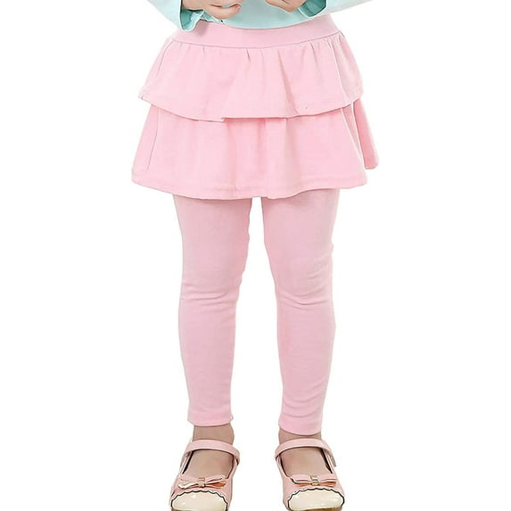 YAZI Girls Leggings with Skirt Warm Kids Leggings Tutu Pants 2-14 Years