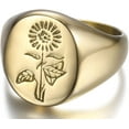 thumbnail image 1 of YAZI Jewelers Stainless Steel Sun Flower Pattern Signet Style Wedding Engagement Promise Anniversary Statement Ring, 1 of 9