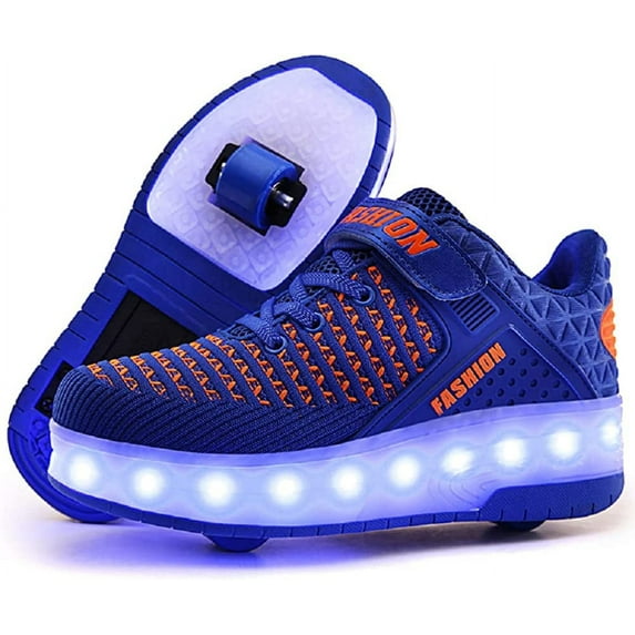 YAZI Kids Roller Shoes Boy Girl Sneakers with Wheels Become Sport Sneaker with Led for Christmas Birthday Children Show Gift