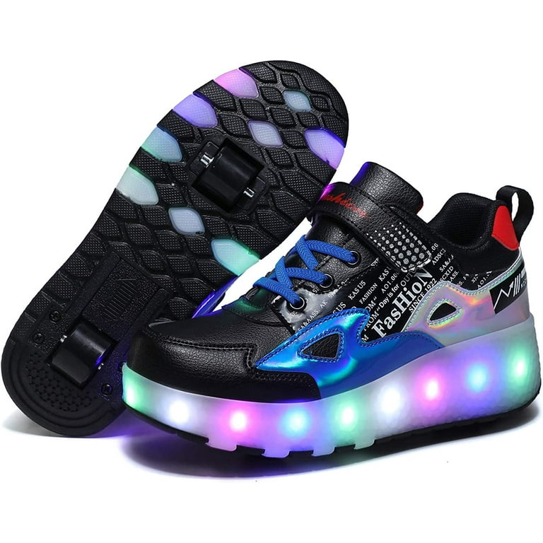 YAZI Kids Shoes with Wheels LED Light Color Shoes Shiny Roller Skates Skate  Shoes Simple Kids Gifts Boys Girls The Best Gift for Party Birthday