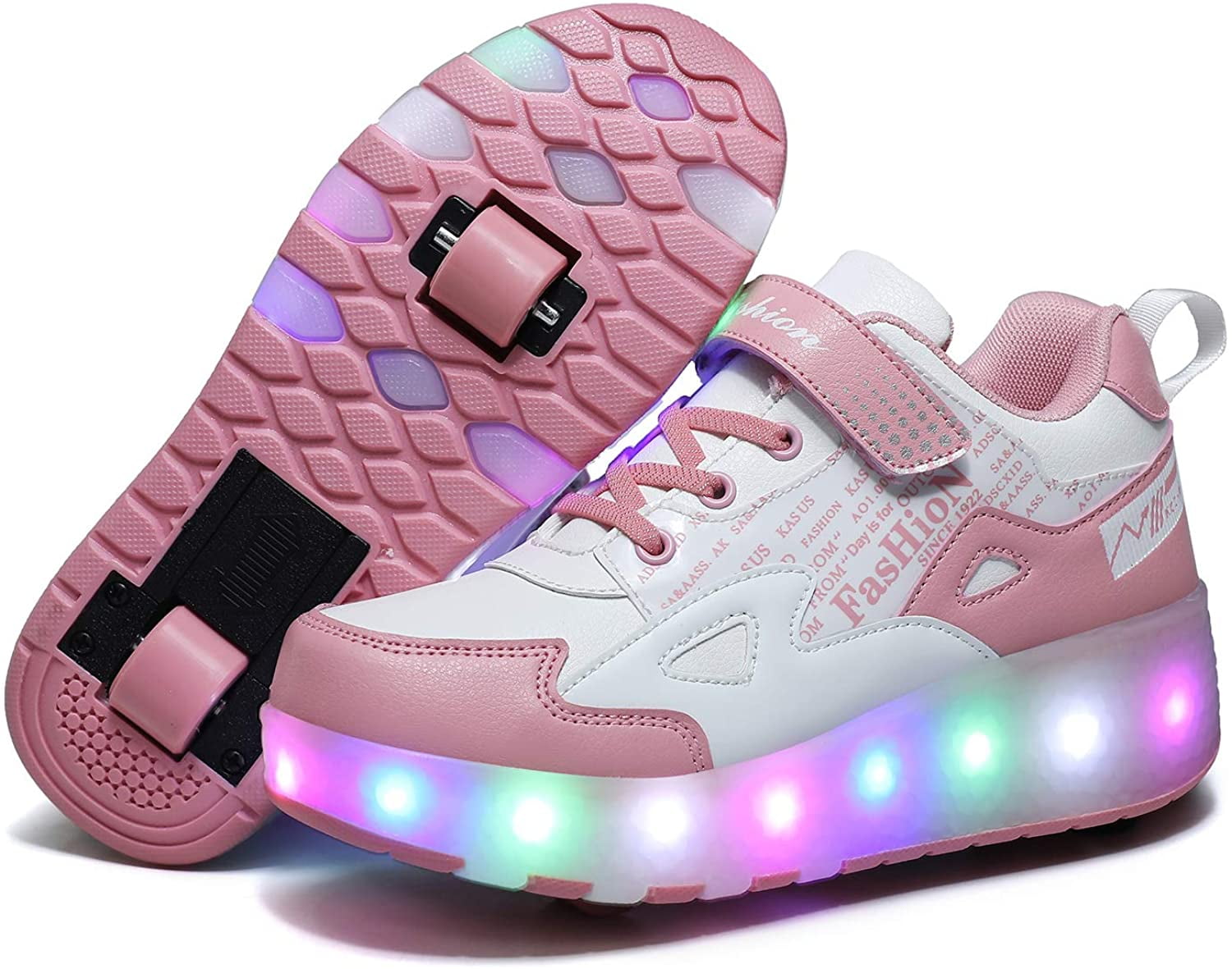 YAZI Kids Shoes with Wheels LED Light Color Shoes Shiny Roller Skates ...