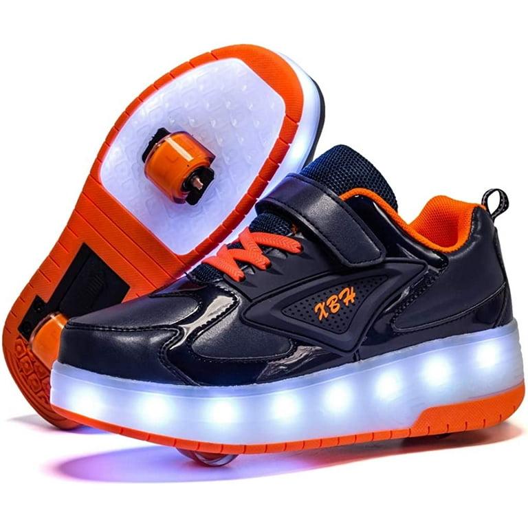 YAZI Kids Shoes with Wheels LED Light Color Shoes Shiny