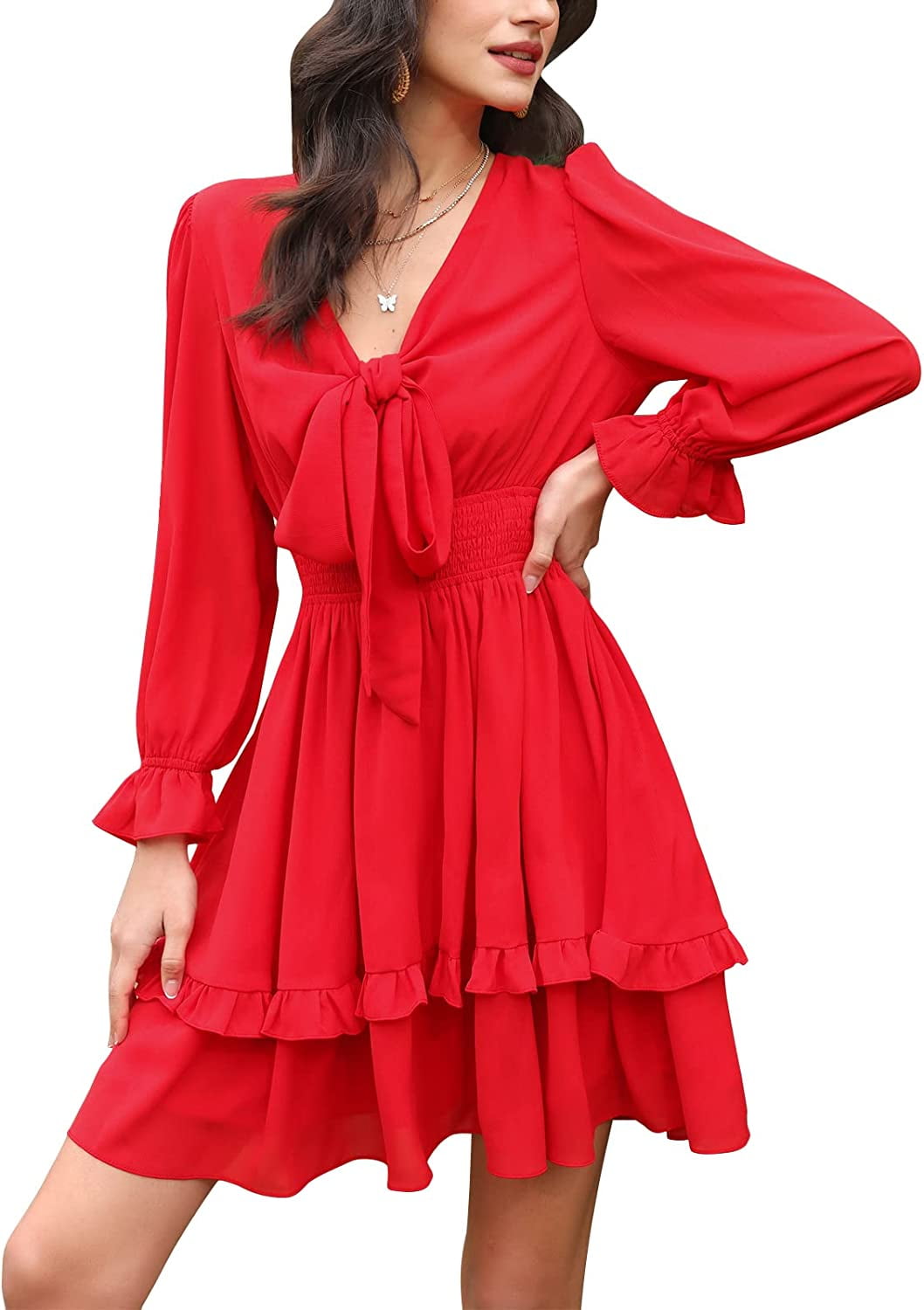 chinese dress ladies A Moment of Love Balloon Sleeve Dress – The Sparkled Tumbleweed Boutique main image 0