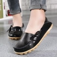 thumbnail image 1 of YAZI Women's Comfortable Leather Loafers Casual Round Toe Moccasins Wild Driving Flats Soft Walking Shoes Women Slip On, 1 of 10