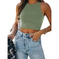 thumbnail image 1 of YAZI Women’s Sexy Sleeveless Racer Back Tank Tops Halter Neck Crop Tops, 1 of 11