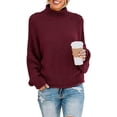 thumbnail image 1 of YAZI Women's Turtleneck Batwing Sleeve Loose Oversized Chunky Knitted Pullover Sweater Jumper Tops, 1 of 16