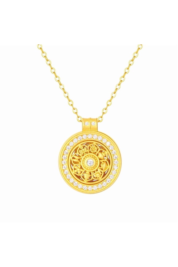 Rotating moissanite necklace, eight treasure compass safe and auspicious prayer necklace, suitable for ladies' mothers' birthday gifts