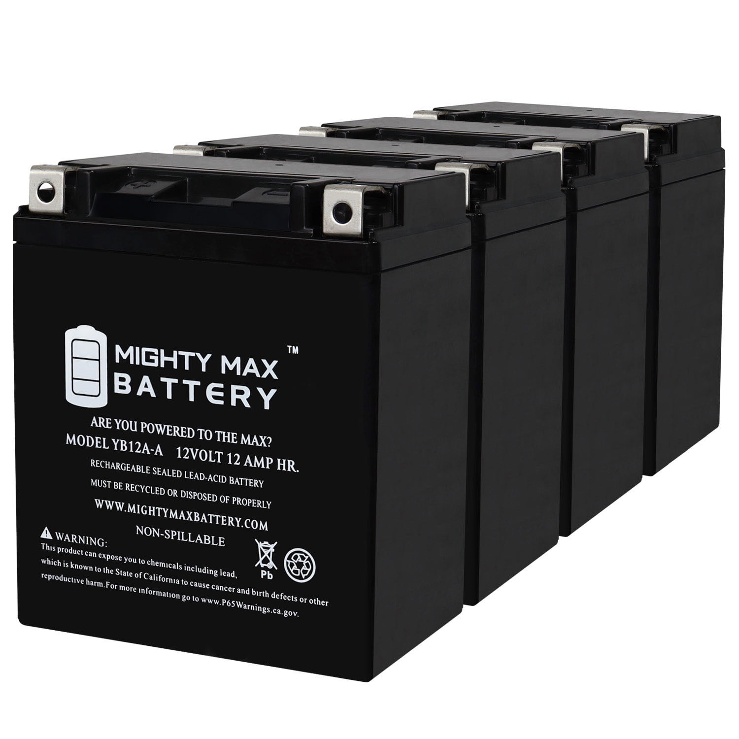 YB12A-A 12V 12AH Replacement Battery compatible with Yamaha 400 RD400 76-79 - 4 Pack