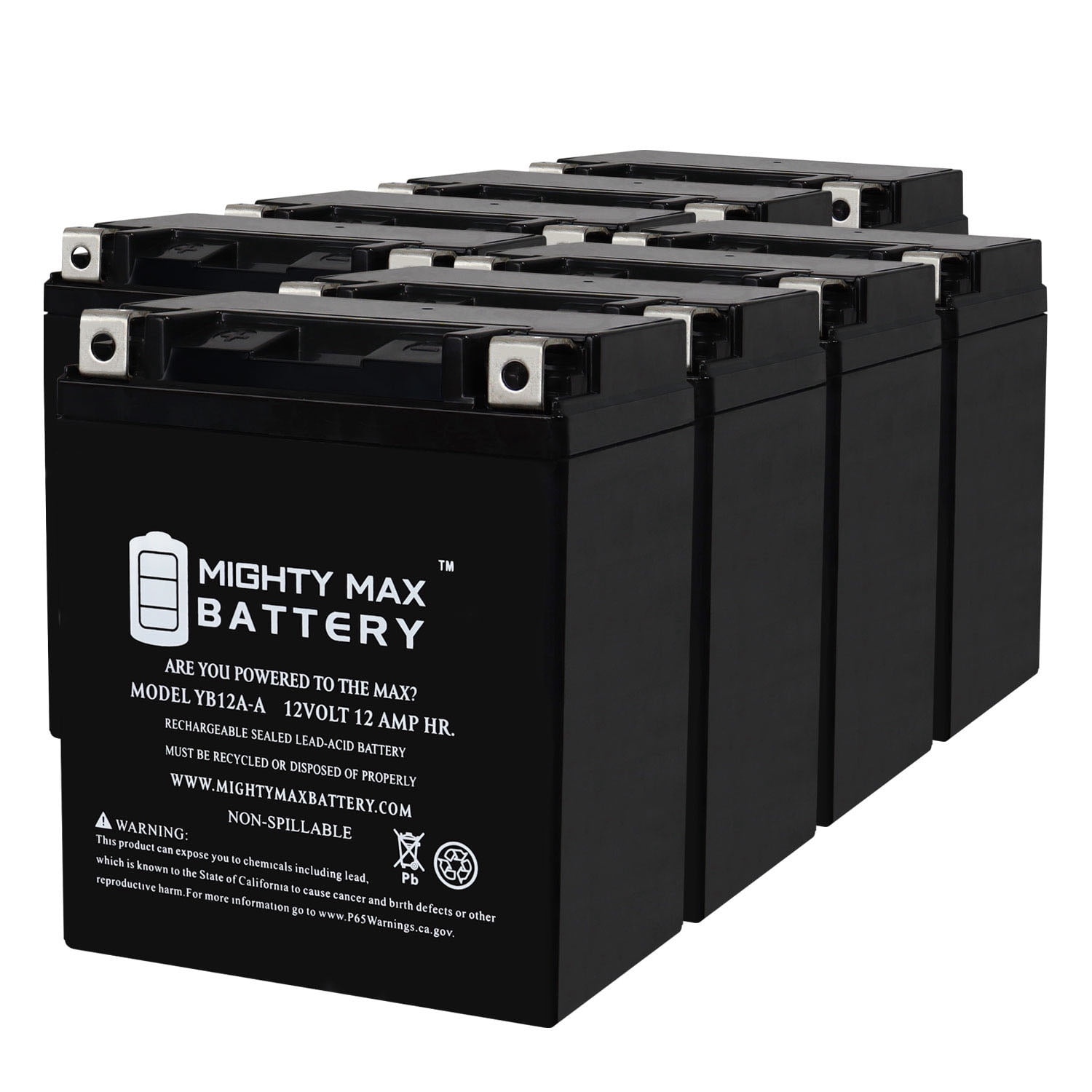 YB12A-A 12V 12AH Replacement Battery compatible with Yamaha 400 RD400 76-79 - 8 Pack