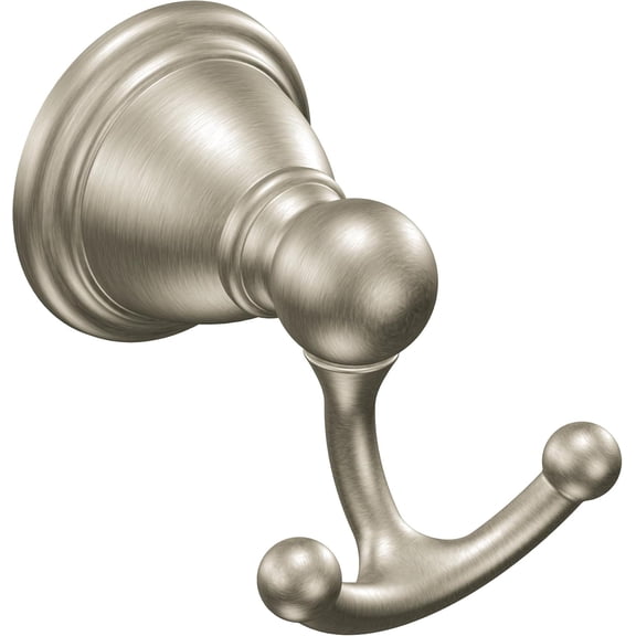 YB2203BN Brantford Traditional Double Robe or Towel Hook for Kitchen or Bathroom, Brushed Nickel