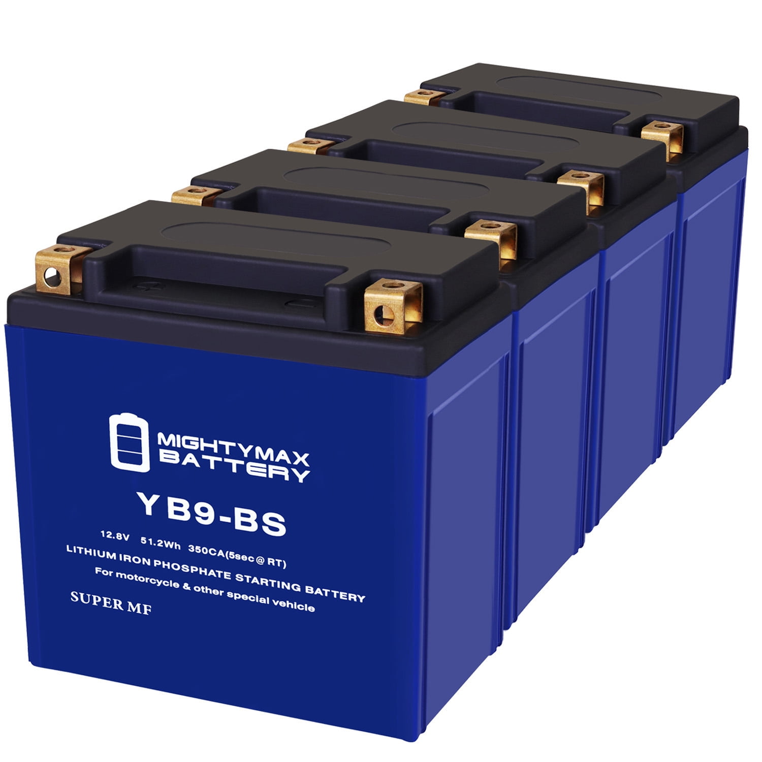 YB9-BS Lithium Replacement Battery Compatible with Gilera 200 RTX, RV, RX E-Starter All Years - 4 Pack