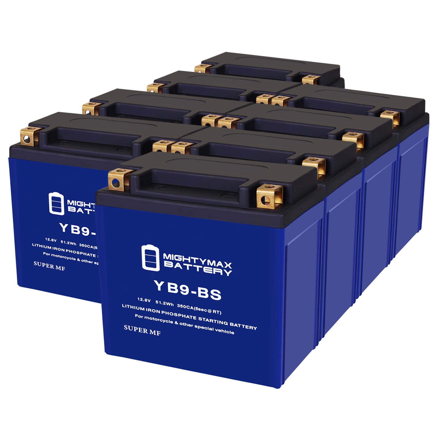 YB9-BS Lithium Replacement Battery Compatible with Gilera 200 RTX, RV, RX E-Starter All Years - 8 Pack