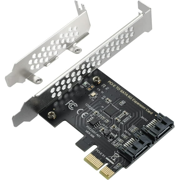 YBBOTT 2-Port PCIe SATA III Expansion Card, 6 Gbps PCI Express Slot 1x 4X 8X 16x Controller Card for Windows Systems/Linux/Vista