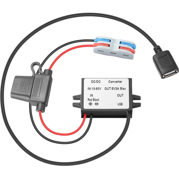 YBBOTT DC 10V-90V to 5V 3A with USB AF Step Down Converter Power Transformer Buck Adapter for Golf Cart etc