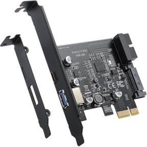YBBOTT PCIE 19 Pin USB 3.0 Connector and 15 Pin SATA Power Connector 1X to USB 3.2 Gen1 5 Gbps 2 Ports PCI E Expansion Card C + A for Windows 10, 8, 7, Linux Systems