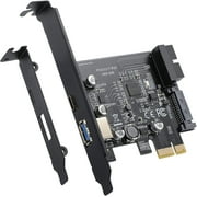 YBBOTT PCIE 19 Pin USB 3.0 Connector and 15 Pin SATA Power Connector 1X to USB 3.2 Gen1 5 Gbps 2 Ports PCI E Expansion Card C + A for Windows 10, 8, 7, Linux Systems