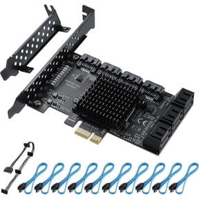 YBBOTT PCIe 10 Ports SATA 3.0 Controller Card with 10 SATA Cables 6Gbps Expansion Card Compatible with Win 8/10/Ubuntu