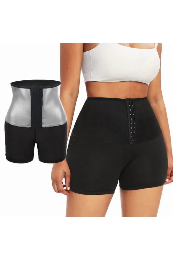 YBFDO Sweat Sauna Pants Body Shaper Weight Loss Slimming Shorts Shapewear Women Waist Trainer Hot Thermo Sweat Pants Fitness