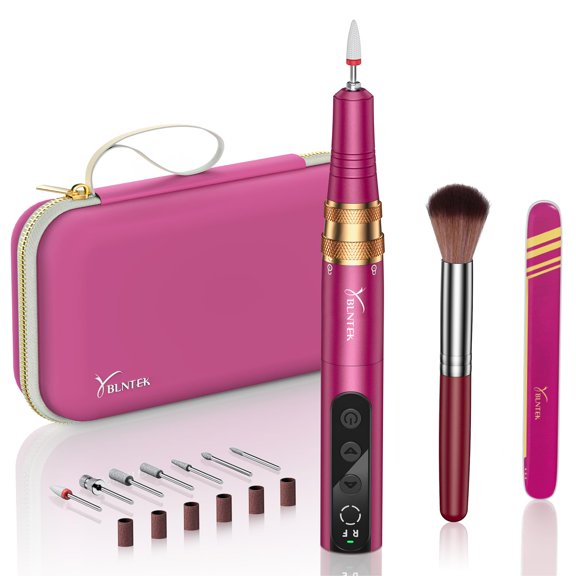 YBLNTEK Electric Nail Drill Cordless, Rechargeable 35000RPM Nail Machine for Acrylic Nails Gel Polishing Removing, Nail E with Drill Bits Set & Storage Case for Manicure Pedicure Salon Home ALT2