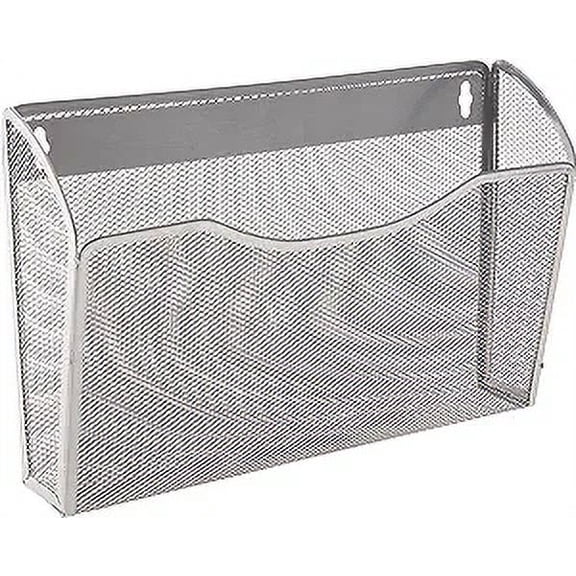 YBM HOME Mesh Single Pocket Wall Mount File Holder for office, Silver