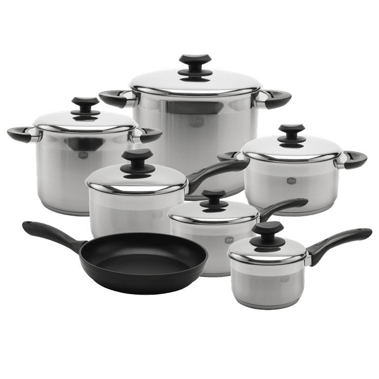 YBM Home 18/10 Tri-Ply Stainless Steel Pots and Pans 13 Pieces
