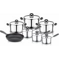 thumbnail image 1 of YBM Home 18/10 Tri-Ply Stainless Steel Pots and Pans 13 Pieces, Dishwasher safe, Black, 1 of 4